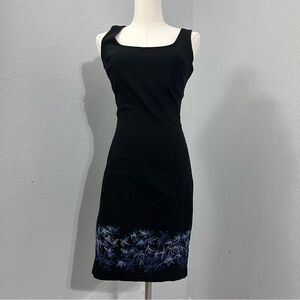 Express Black Mini Dress with Blue Floral Accents